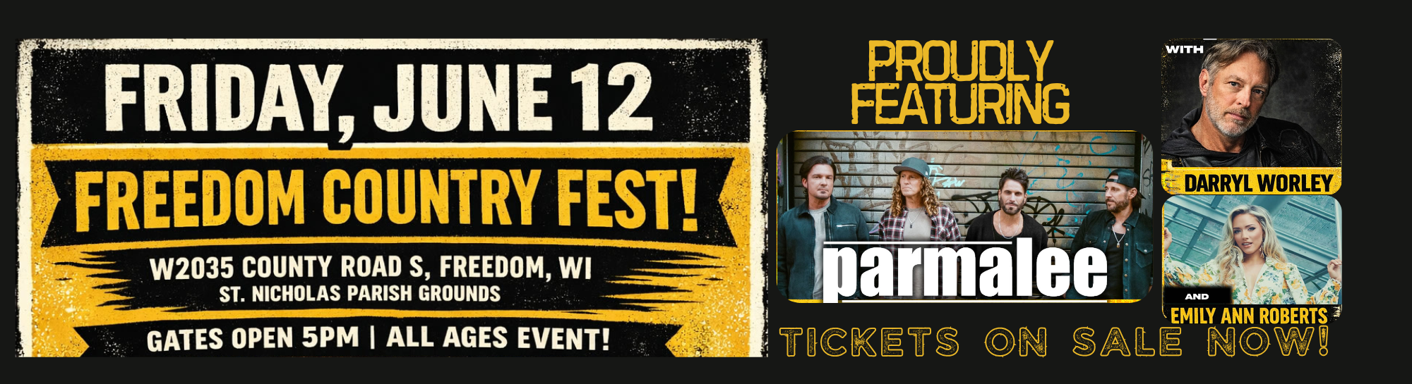 Freedom Country Fest concert announcement banner